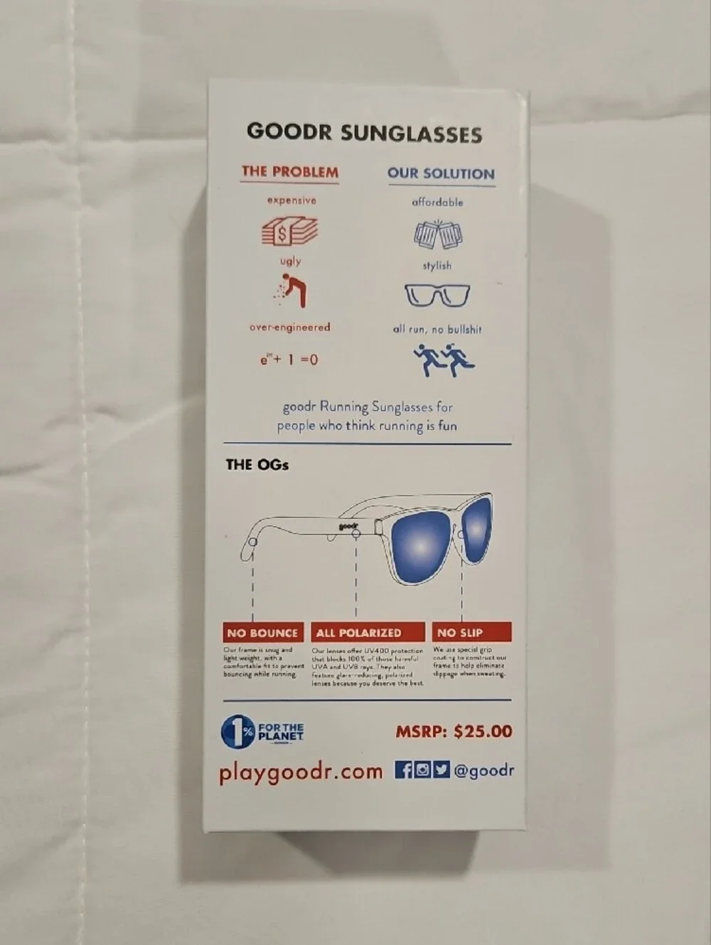 Goodr 'Iced By Yetis' White Frame Sunglasses with Blue Mirrored Lenses
